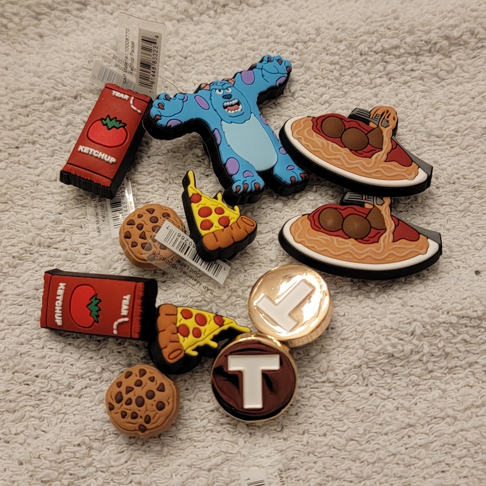 NEW Crocs Jibbitz 11 Piece Lot Sully Pixar Food Pizza Cookie charms